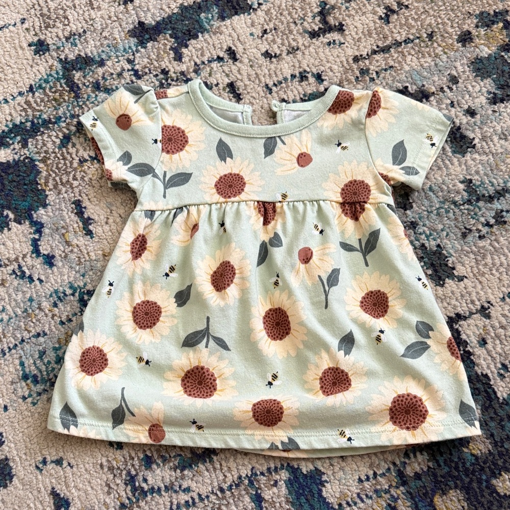 Garanimals Sunflower Print Dress - Cream and Brown